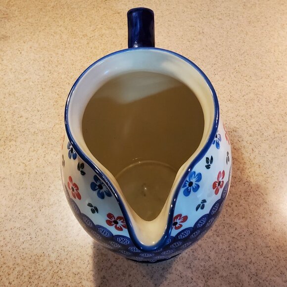 Polish Pottery Large Pitcher Handpainted in Boleslawiec Poland - Picture 5 of 8